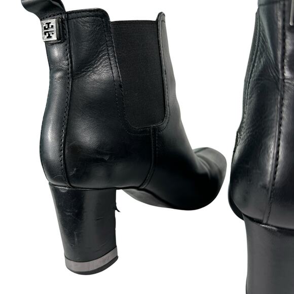 Tory Burch Leather April Ankle Chelsea Heeled Boots Bootie Womens Size 10 M - Picture 8 of 16